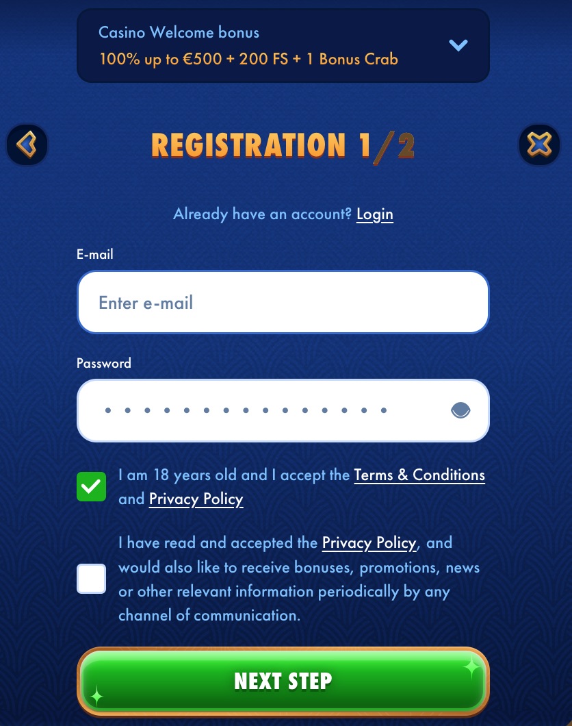 Wingaga Casino Registration