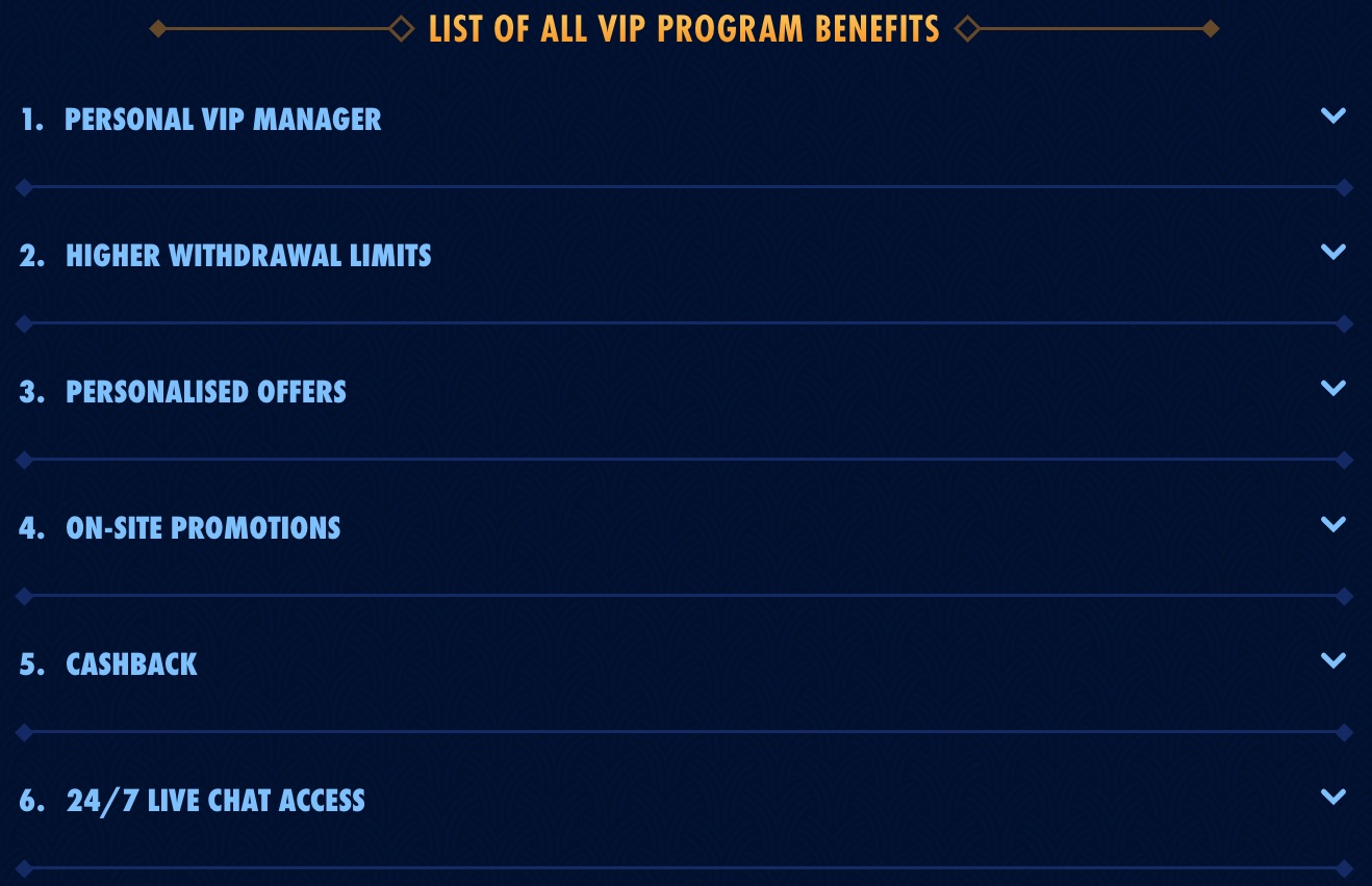 Wingaga Casino VIP Benefits